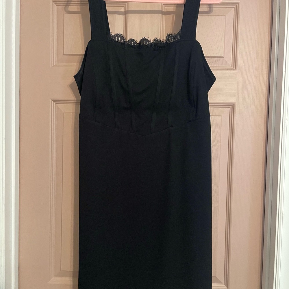 Torrid Black Midi Dress with Lace Trim